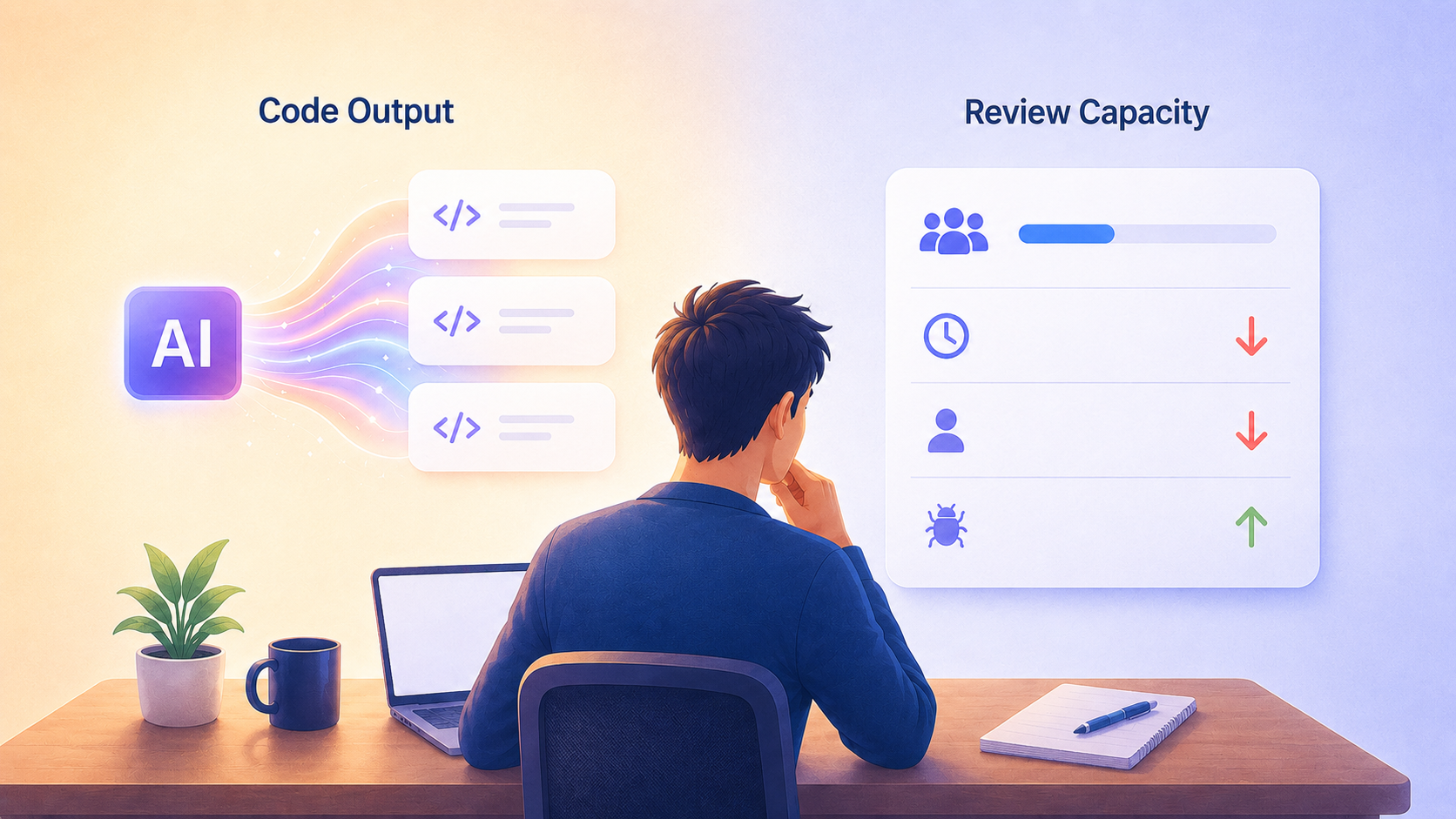 Code output rising while review capacity stays flat